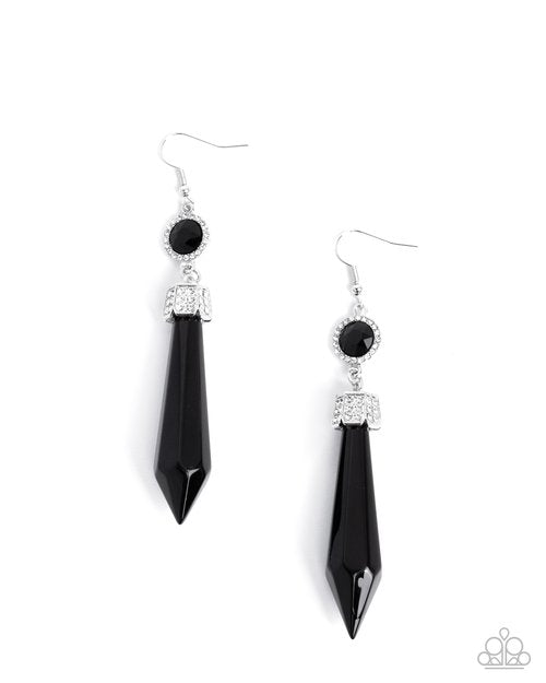 Palatial Pizzazz - Black - Paparazzi Earring Image