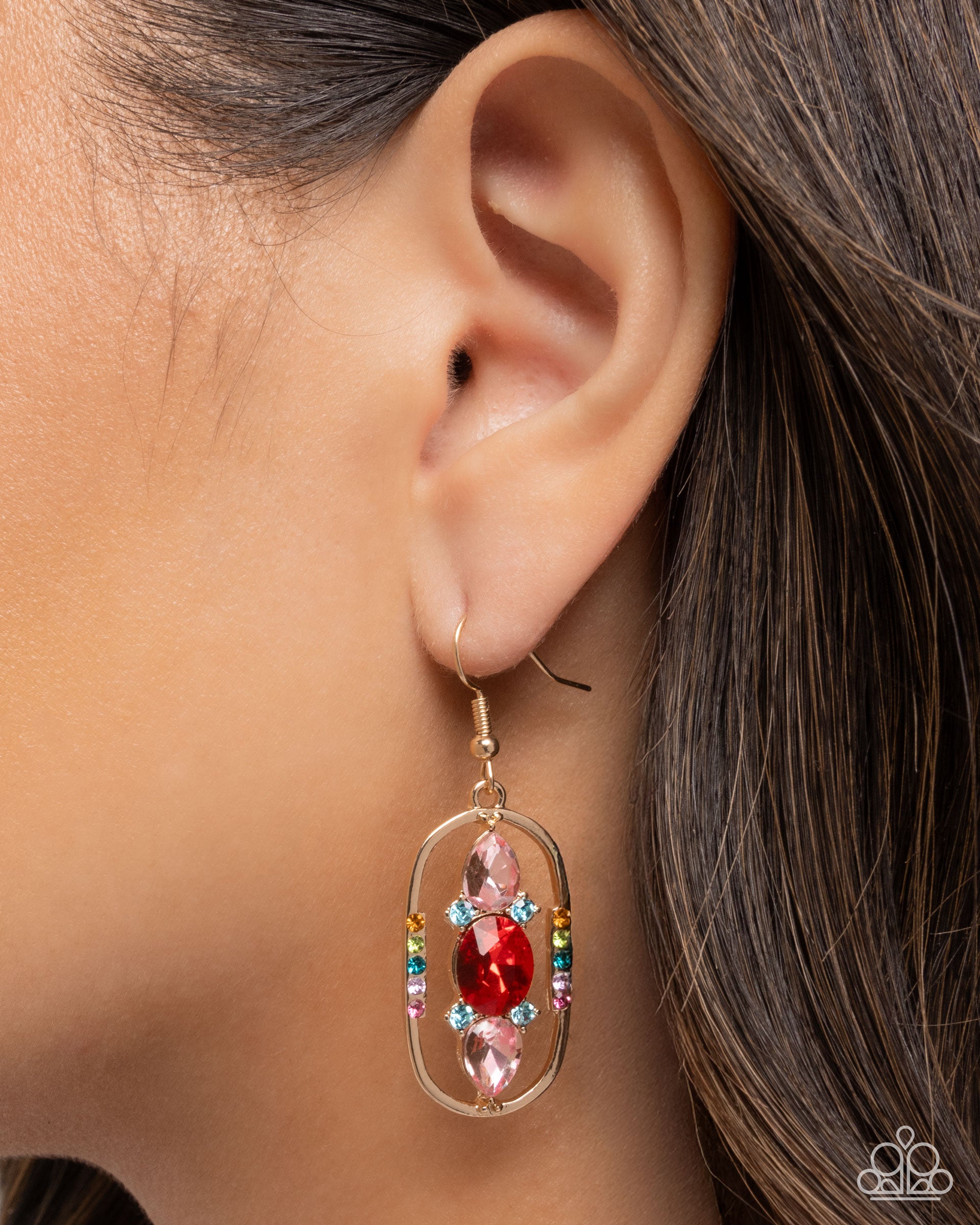 Sit and Stare - Red - Paparazzi Earring Image