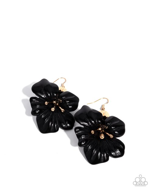 Blossoming Boardroom - Black - Paparazzi Earring Image