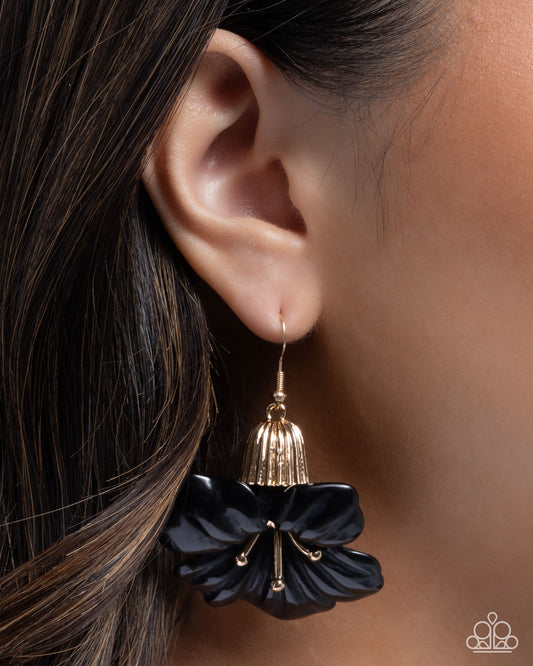 Blossoming Boardroom - Black - Paparazzi Earring Image