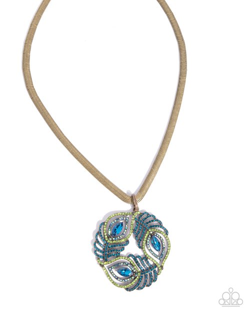 Peacock Patchwork - Brass - Paparazzi Necklace Image