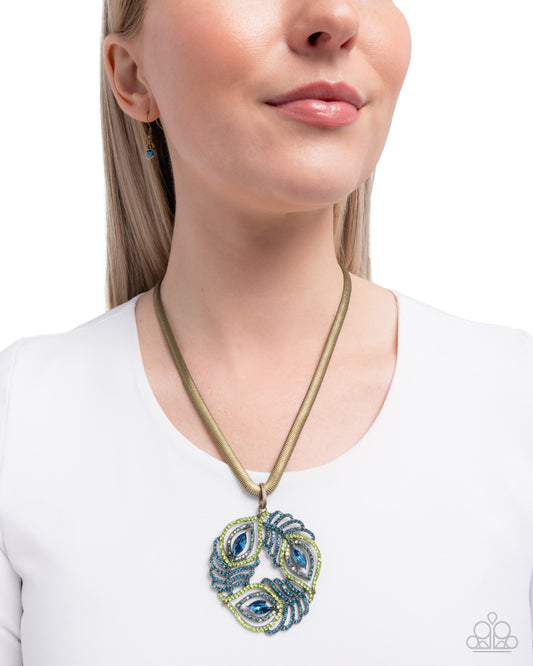 Peacock Patchwork - Brass - Paparazzi Necklace Image