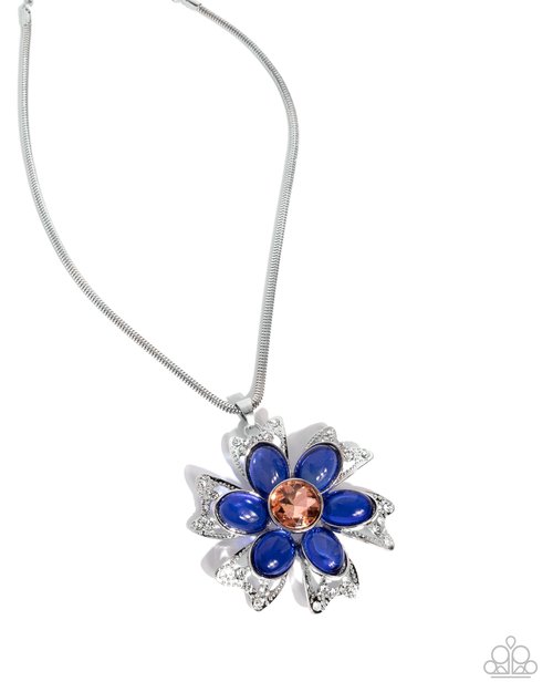 Floral Figurehead - Blue - Paparazzi Necklace Image