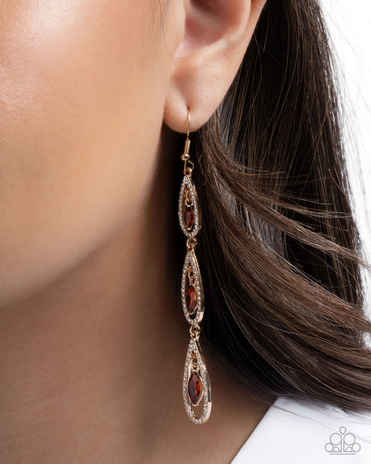 Teardrop Tenure - Brown - Paparazzi Earring Image
