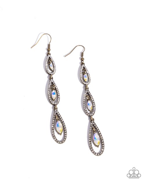 Teardrop Tenure - Brass - Paparazzi Earring Image