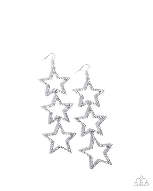 Star-Crossed Success - White - Paparazzi Earring Image