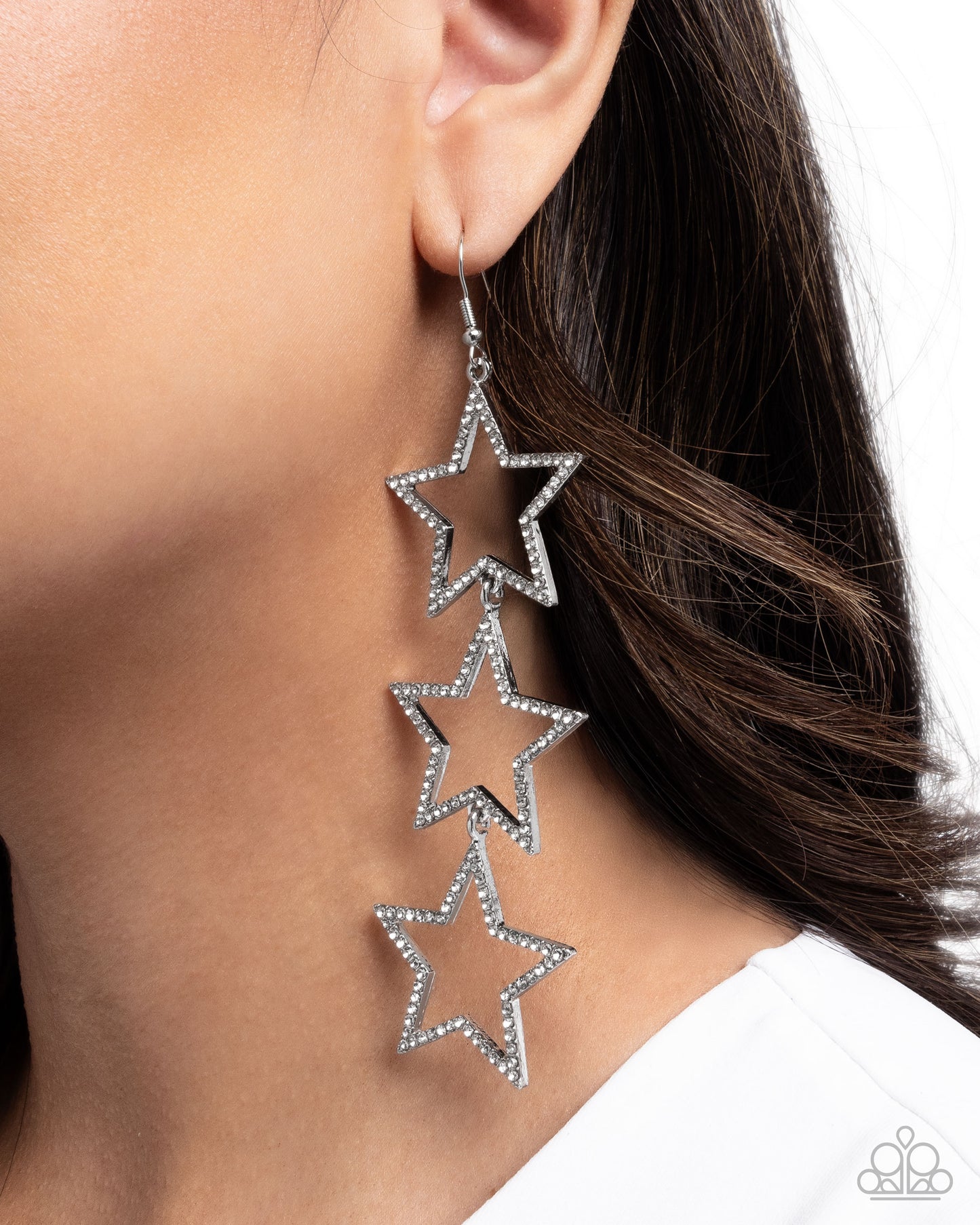 Star-Crossed Success - White - Paparazzi Earring Image