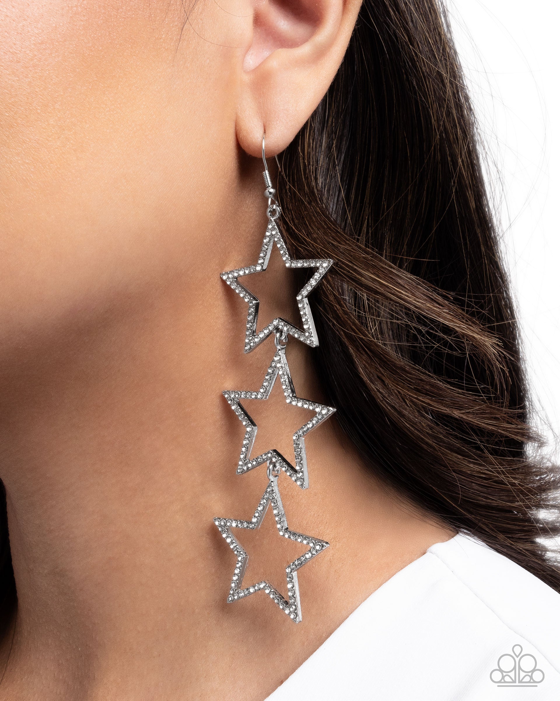 Star-Crossed Success - White - Paparazzi Earring Image