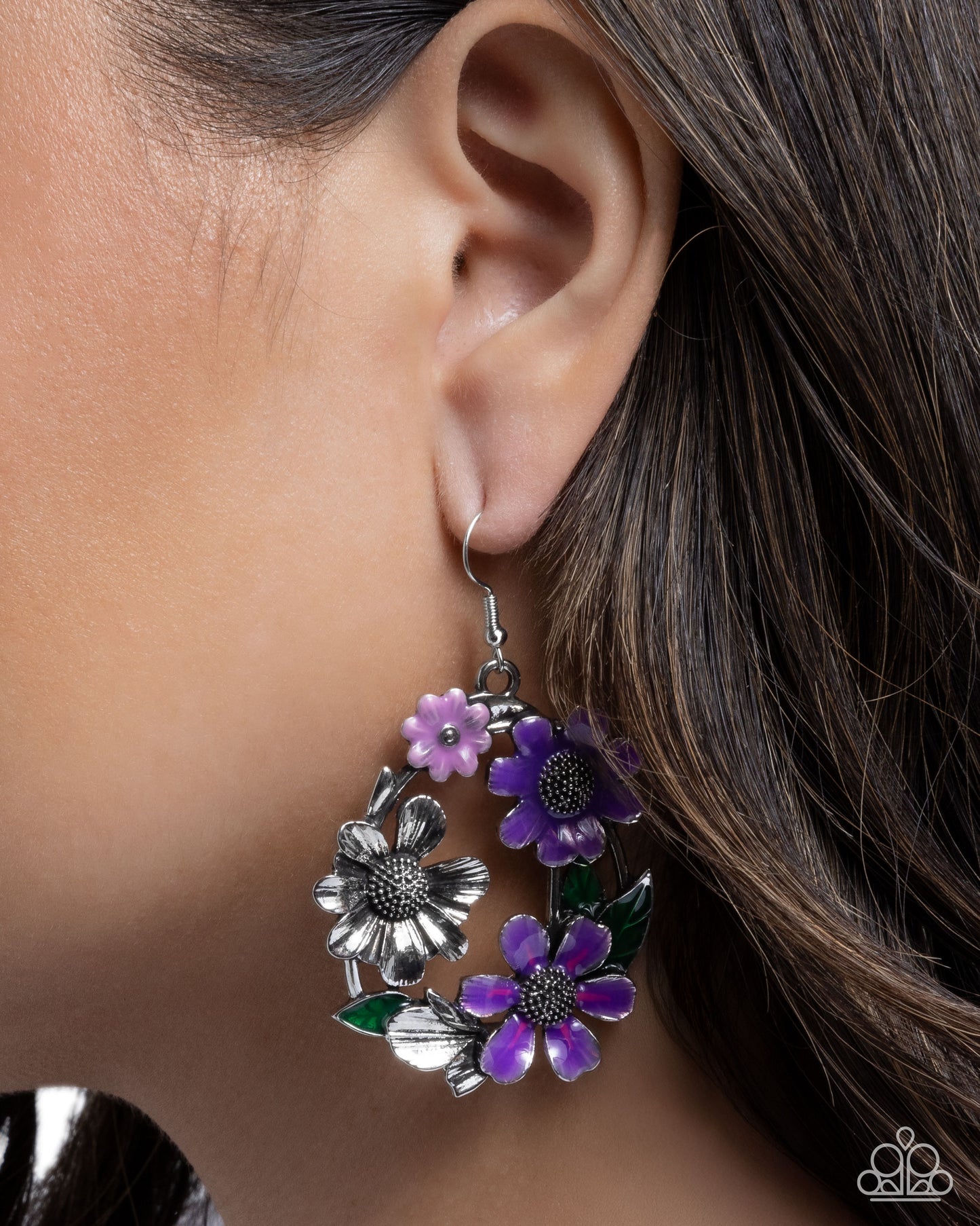 Wreathed Weekday - Purple - Paparazzi Earring Image
