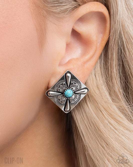 Stony Stencil - Blue - Paparazzi Earring Image