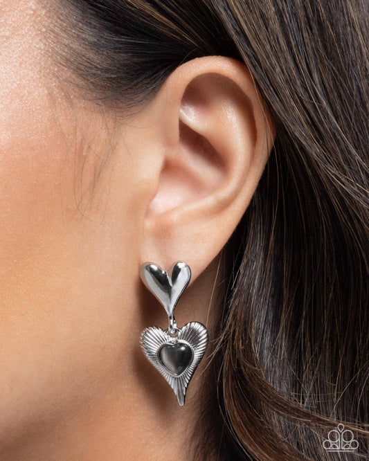Heart Habitat - Black - Paparazzi Earring Image