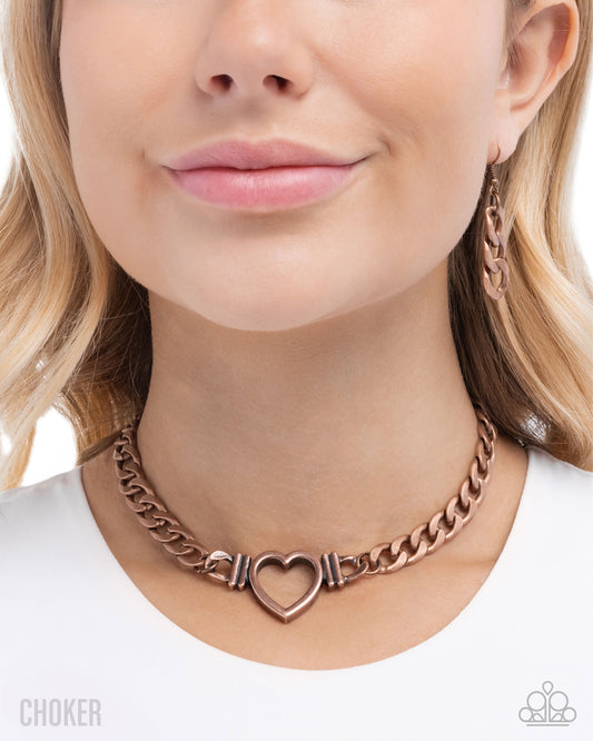 Heartfelt Hunch - Copper - Paparazzi Necklace Image