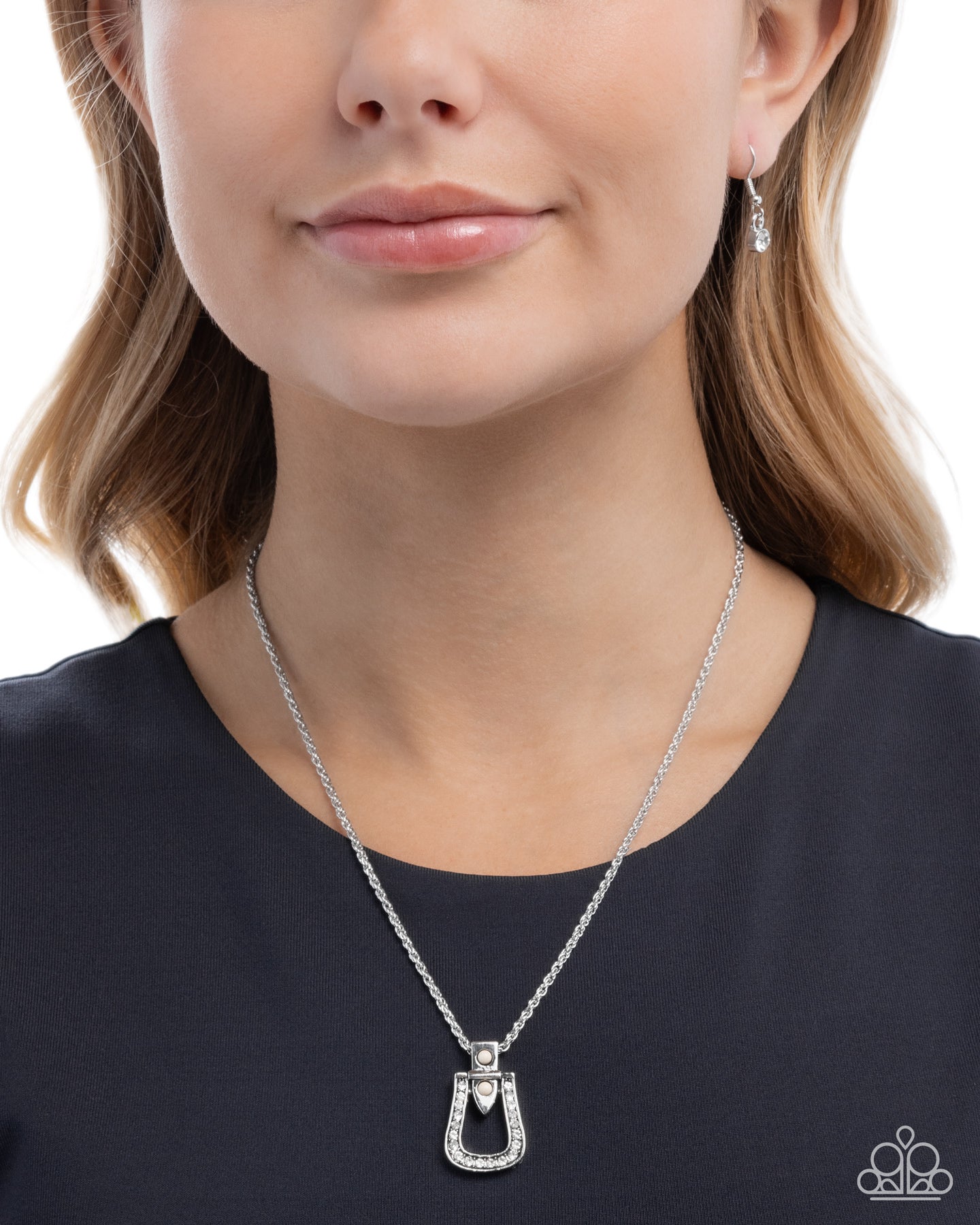 Sensational Stirrup - White - Paparazzi Necklace Image