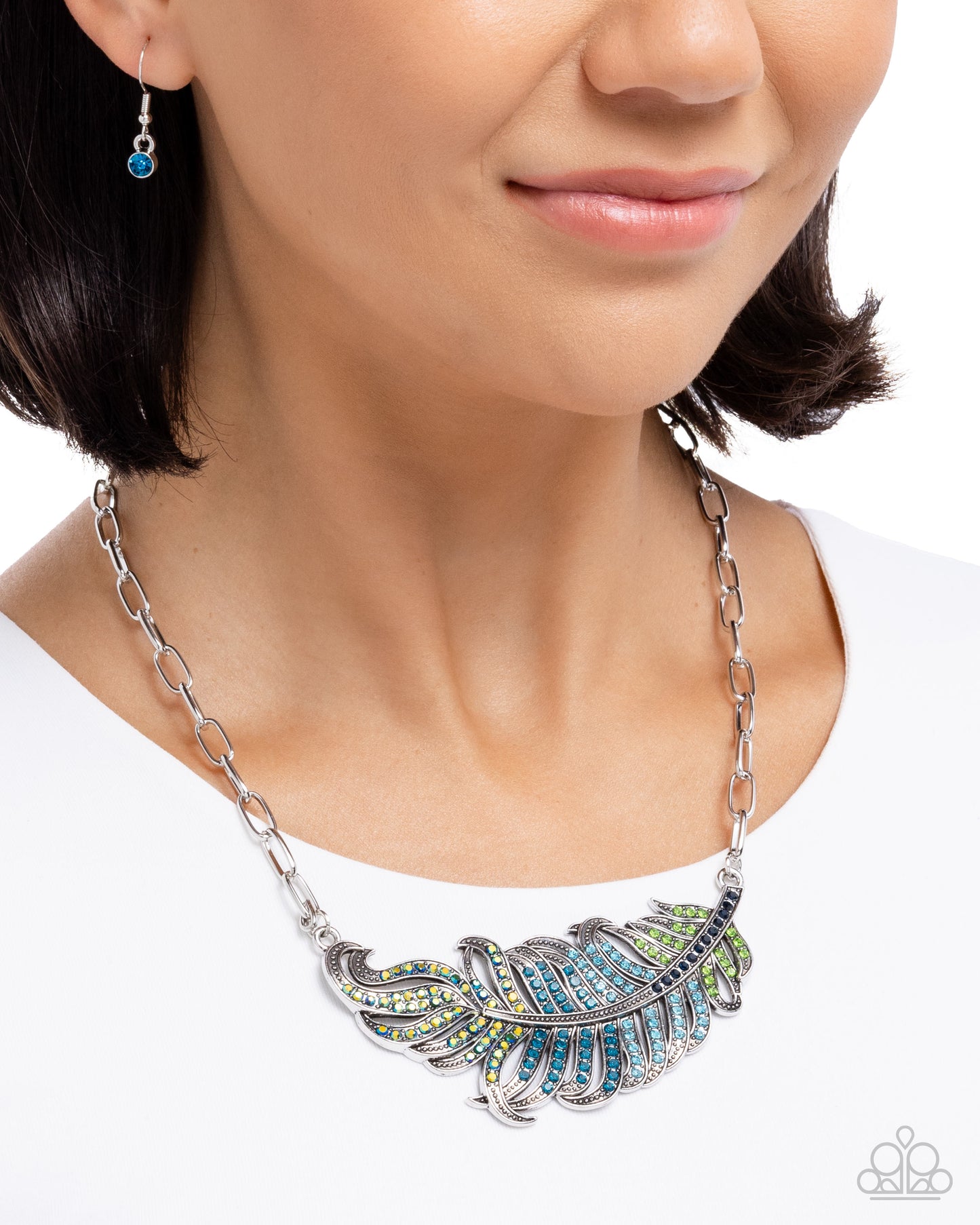 Fancy Feather - Blue - Paparazzi Necklace Image