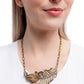 Fancy Feather - Brass - Paparazzi Necklace Image