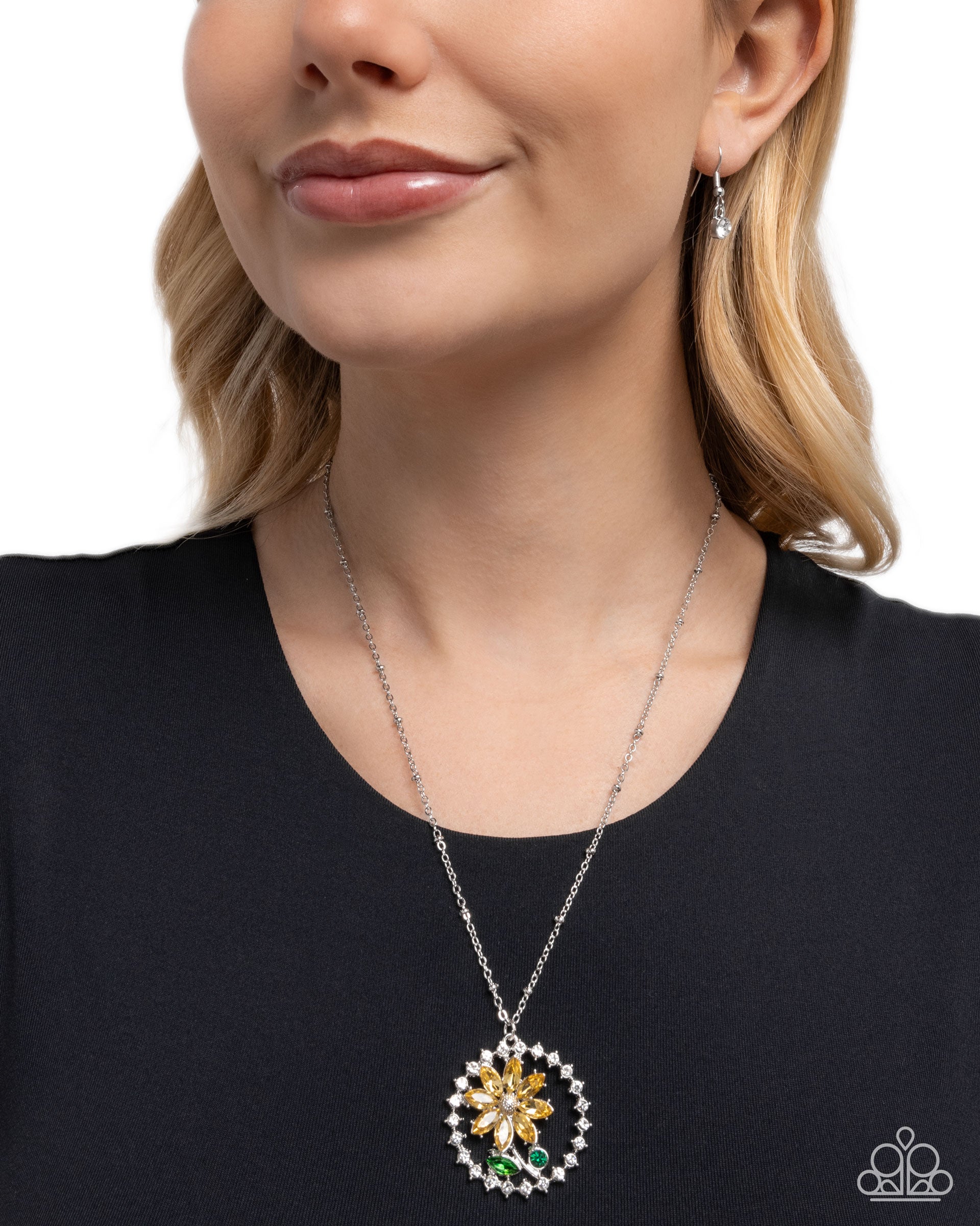 Framing Florals - Yellow - Paparazzi Necklace Image