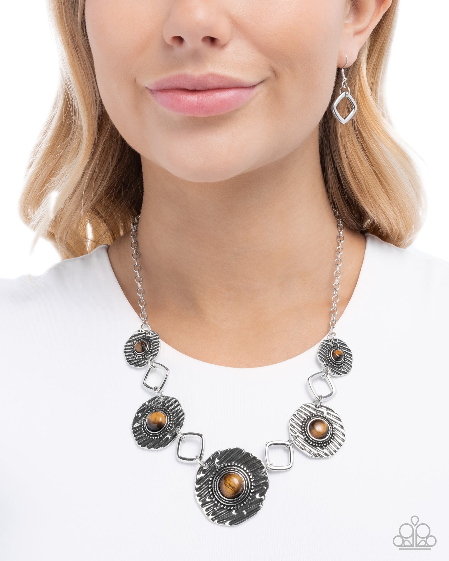 Skewed Squares - Brown - Paparazzi Necklace Image