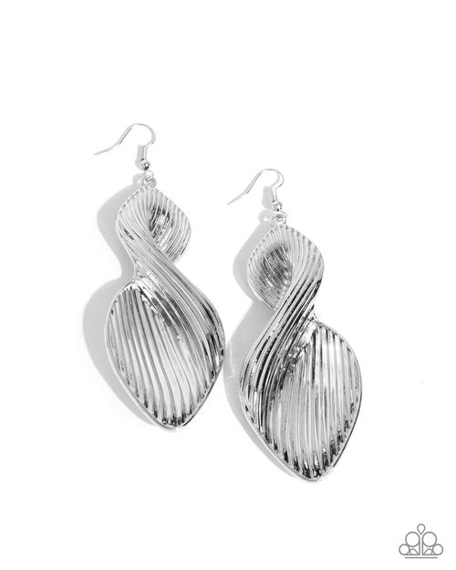 Skinny Spiral - Silver - Paparazzi Earring Image