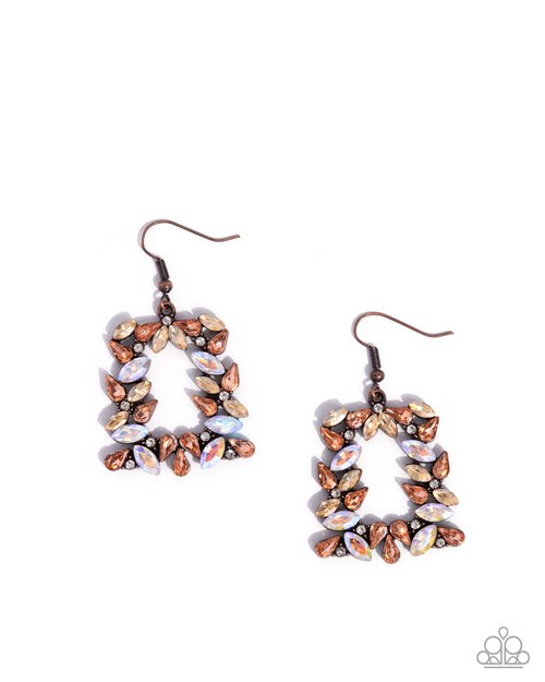 Fierce Frame - Copper - Paparazzi Earring Image