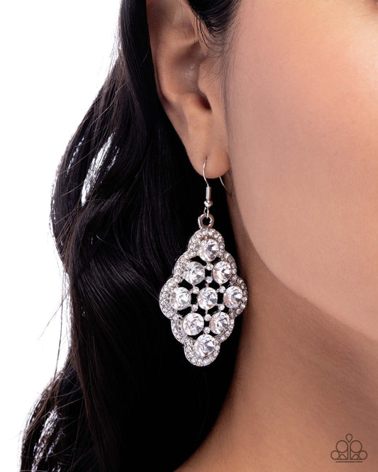 Scalloped Shimmer - White - Paparazzi Earring Image