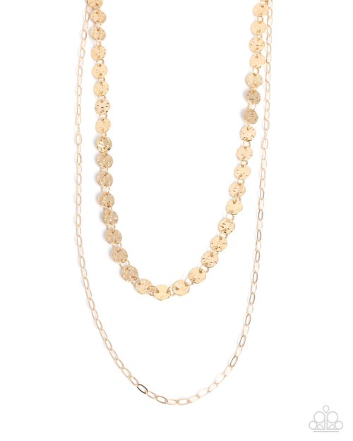 Dominant Discs - Gold - Paparazzi Necklace Image