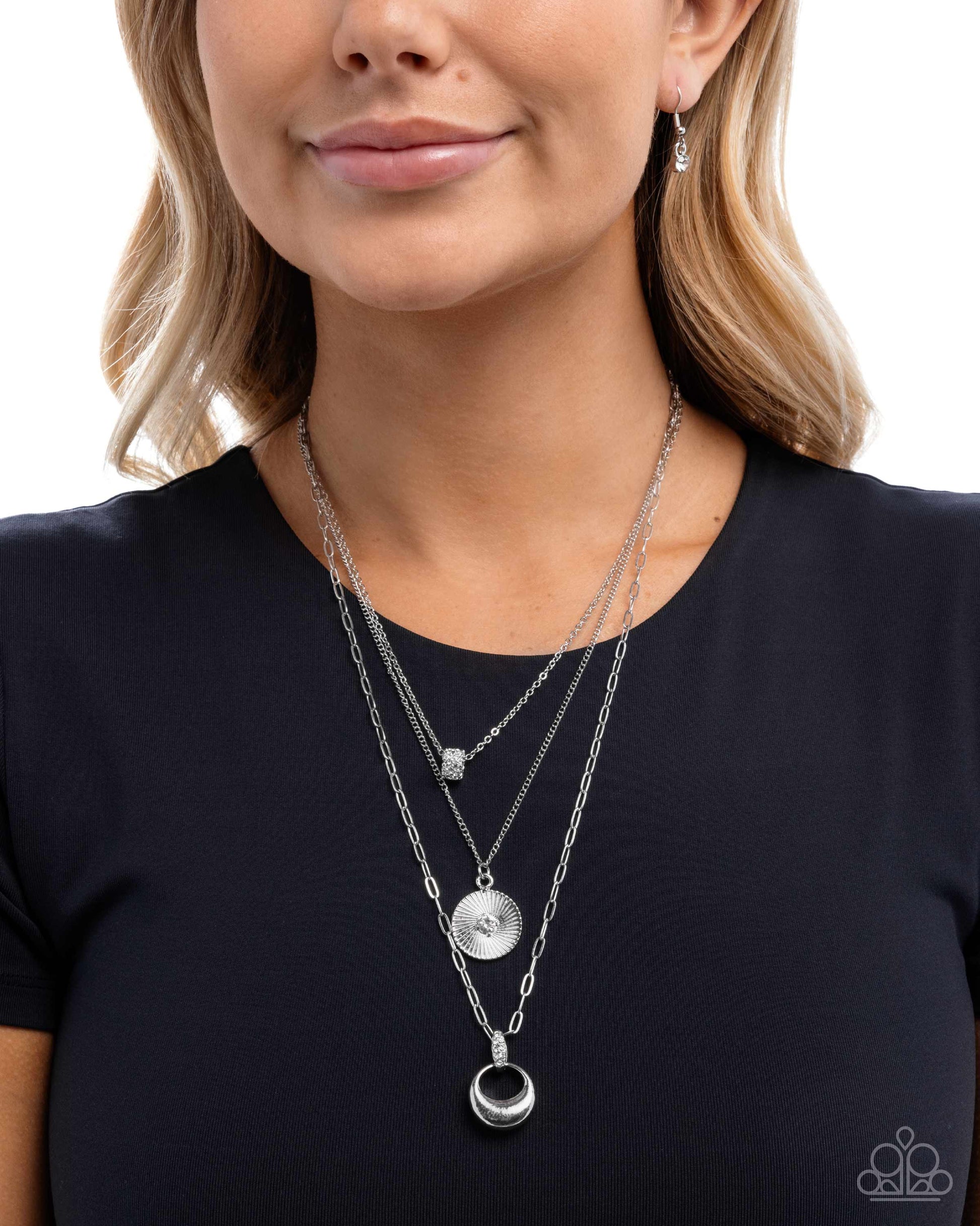 Layered Lineup - White - Paparazzi Necklace Image