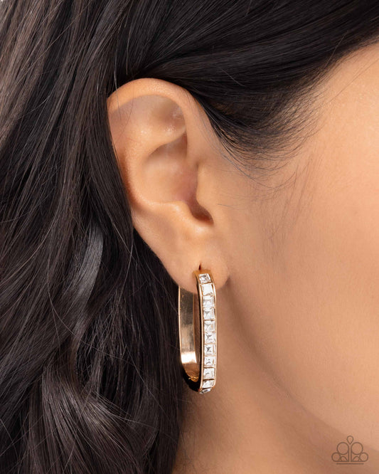 Encased Elevation - Gold - Paparazzi Earring Image