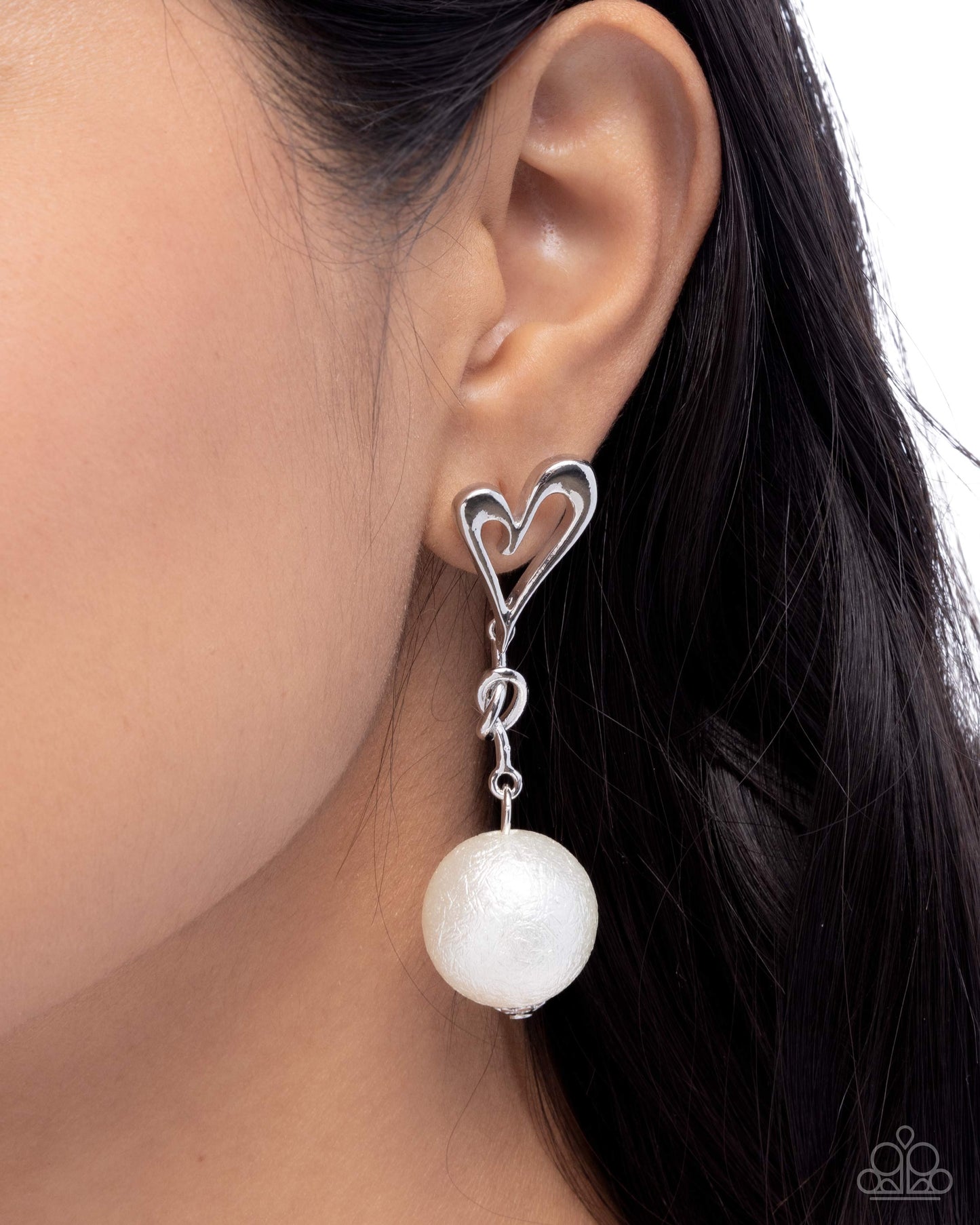 Sweetheart Sphere - White - Paparazzi Earring Image