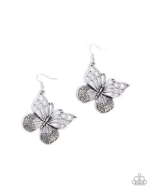 Soaring Skill - Silver - Paparazzi Earring Image