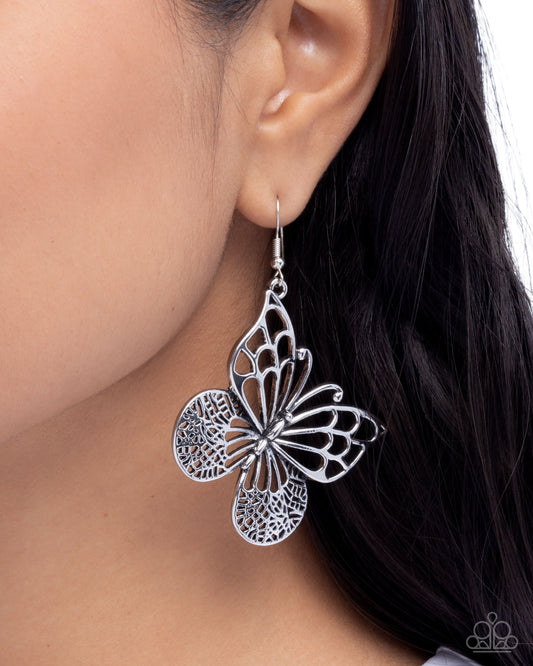 Soaring Skill - Silver - Paparazzi Earring Image