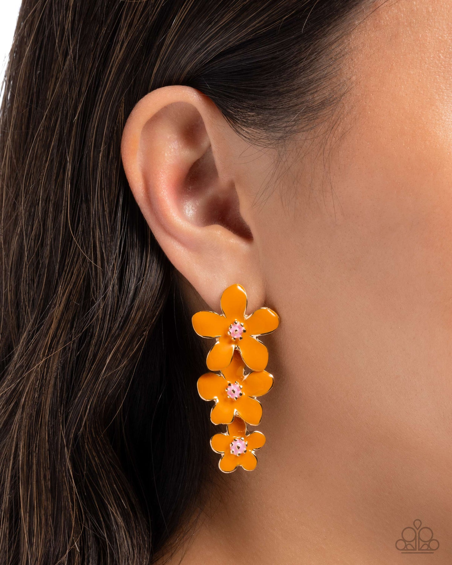 Crack of BLOOM - Orange - Paparazzi Earring Image