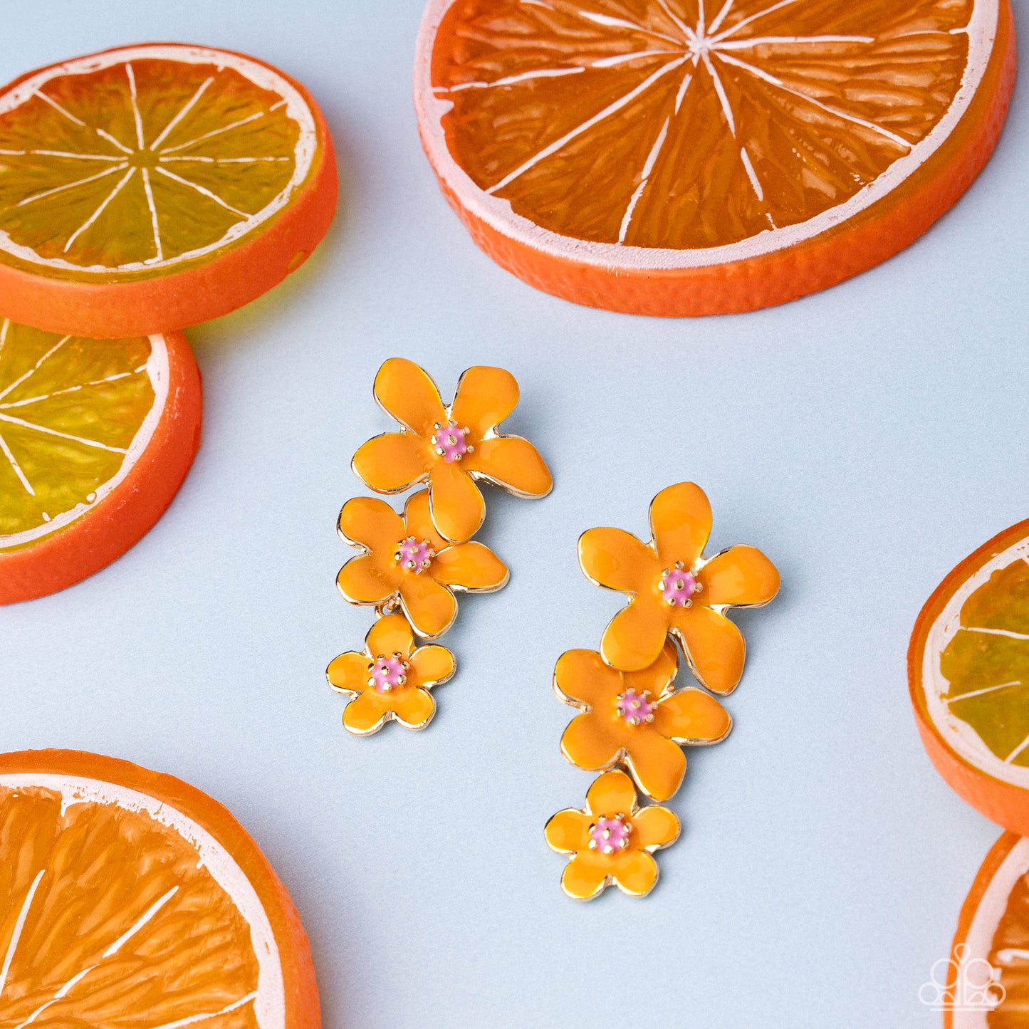 Crack of BLOOM - Orange - Paparazzi Earring Image