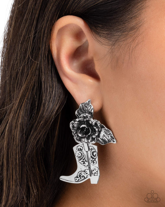 Dancing Boots - Silver - Paparazzi Earring Image