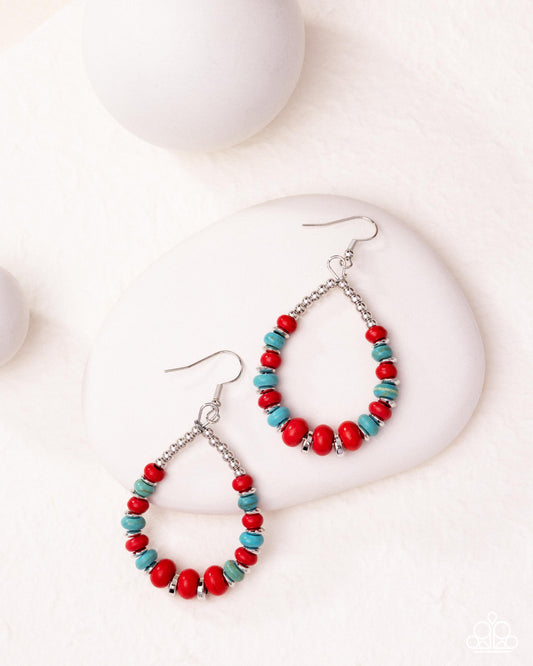 Carefree Color - Red - Paparazzi Earring Image
