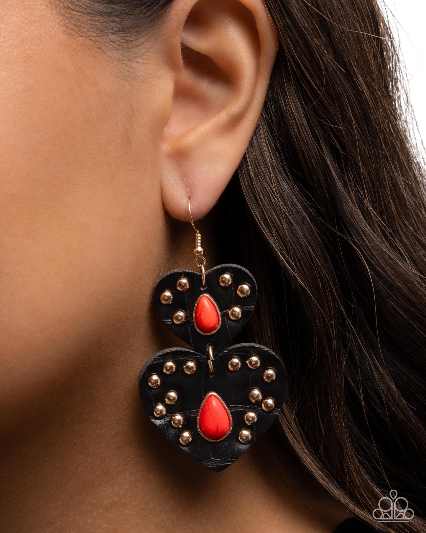 Studded Sister - Red - Paparazzi Earring Image