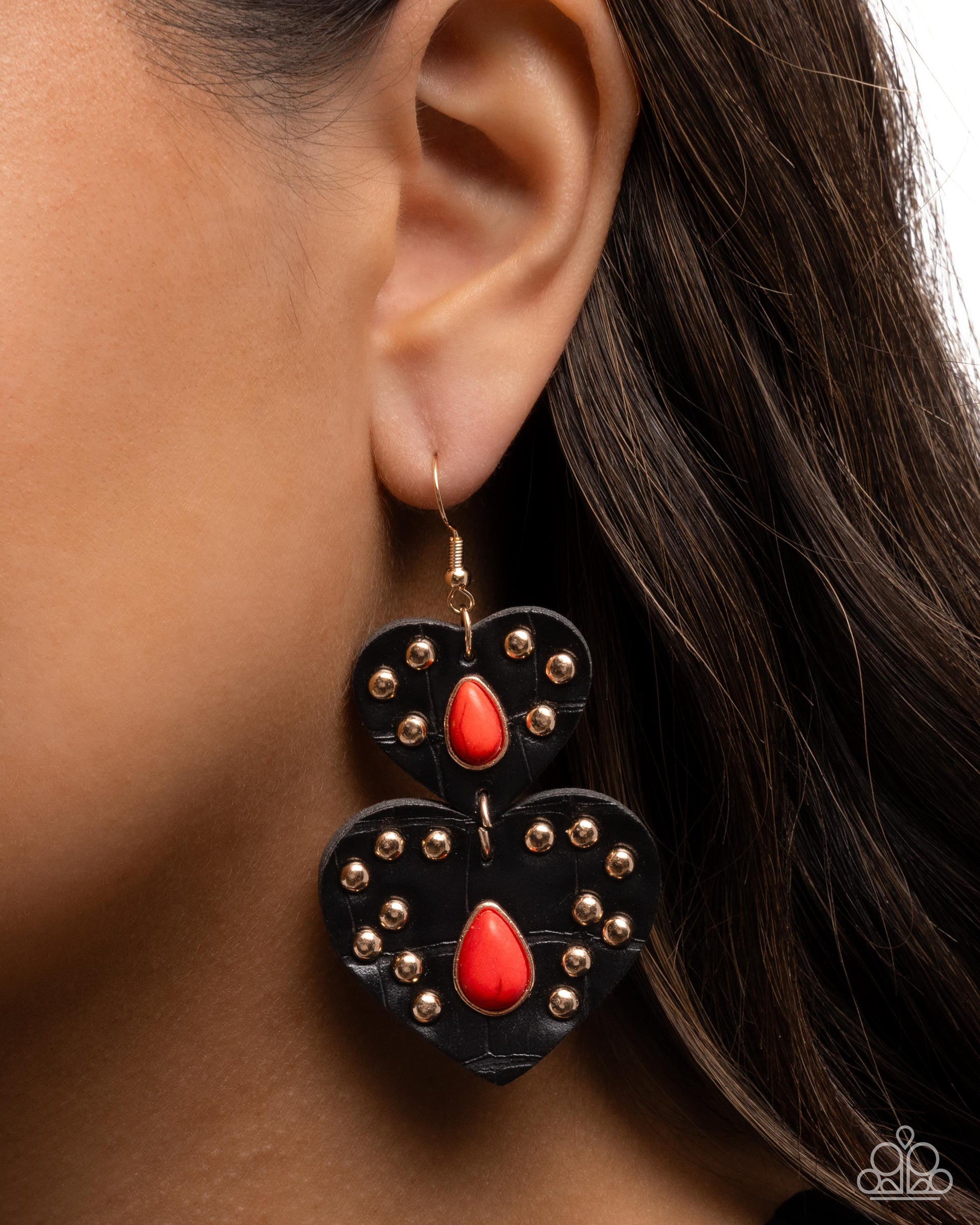Studded Sister - Red - Paparazzi Earring Image