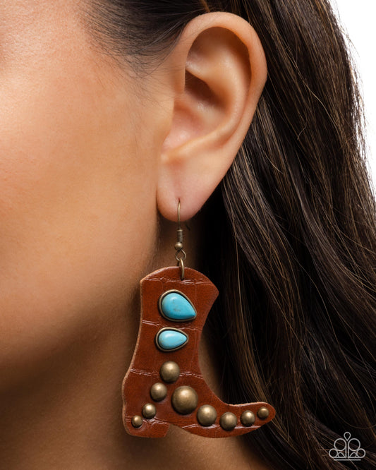 These Boots Were Made for Dancing - Brown - Paparazzi Earring Image
