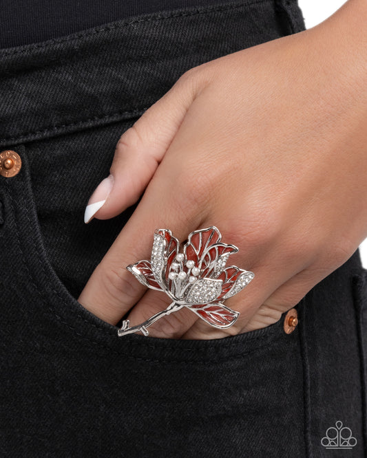 Ladylike Lotus - Red - Paparazzi Ring Image