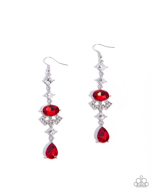 Unmatched Shimmer - Red - Paparazzi Earring Image