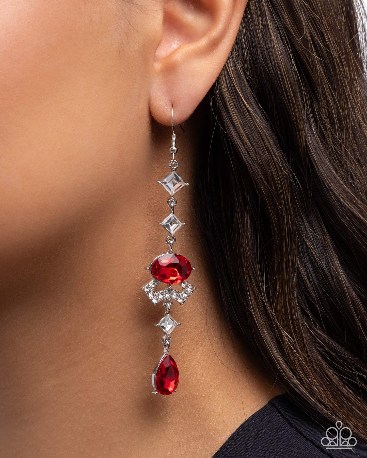 Unmatched Shimmer - Red - Paparazzi Earring Image