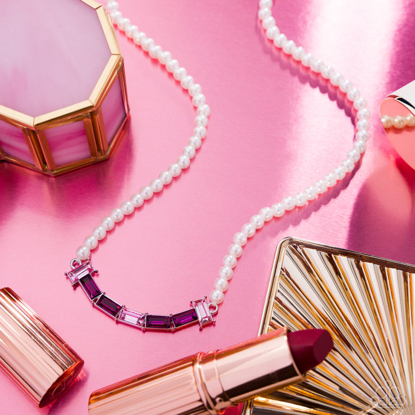 Eloquent Emeralds - Pink - Paparazzi Necklace Image