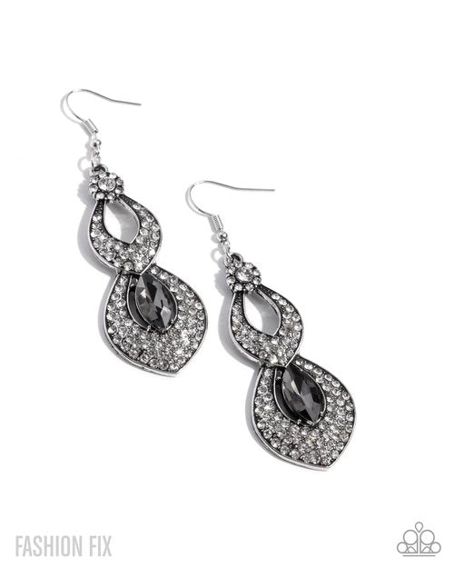 Notably Noir - Silver - Paparazzi Earring Image