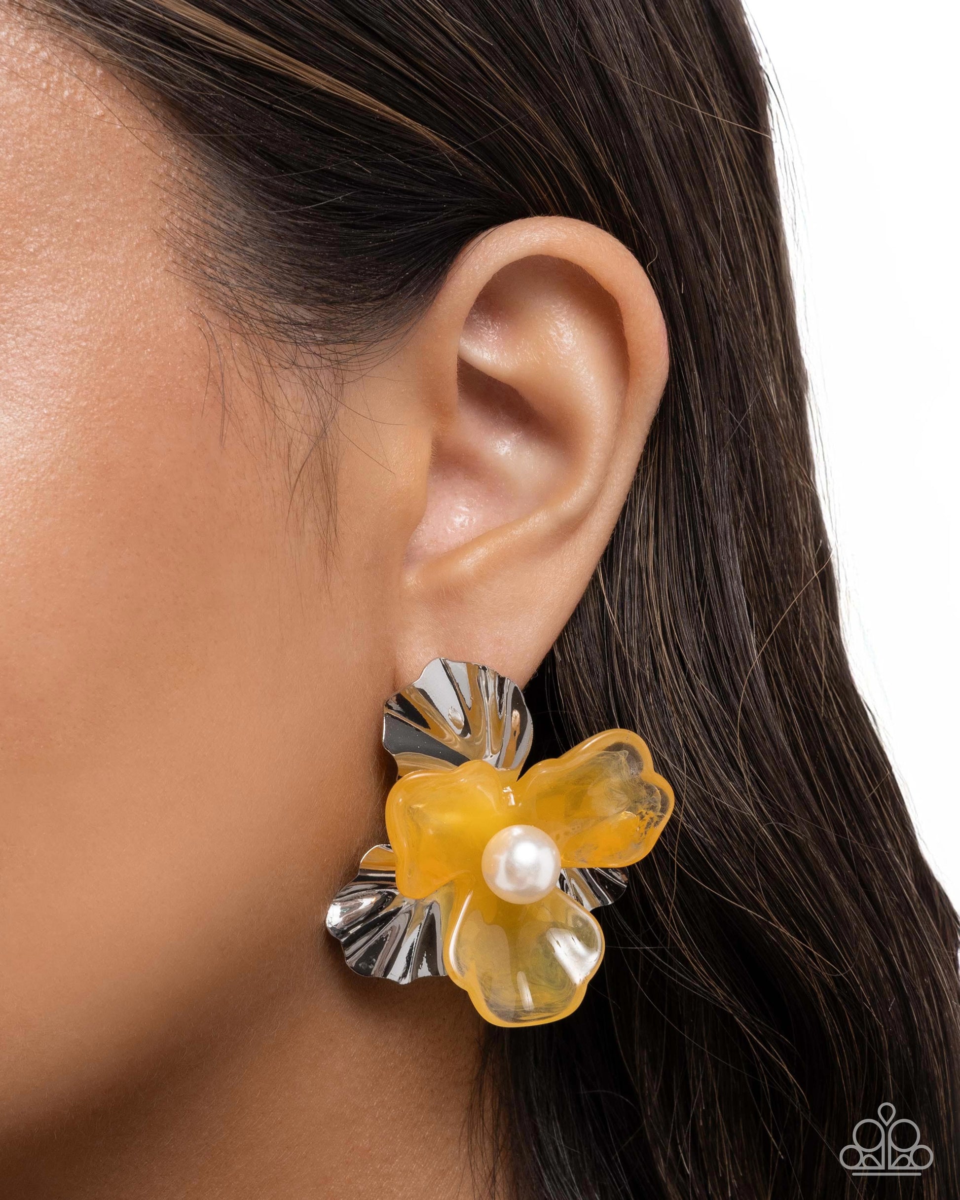 Frank Flowers - Yellow - Paparazzi Earring Image