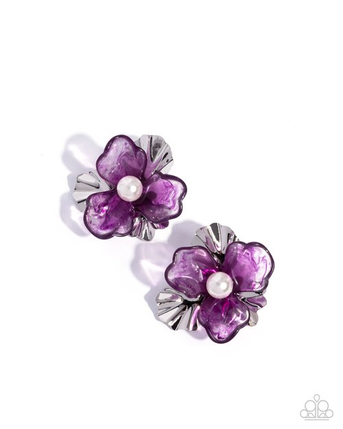 Frank Flowers - Purple - Paparazzi Earring Image