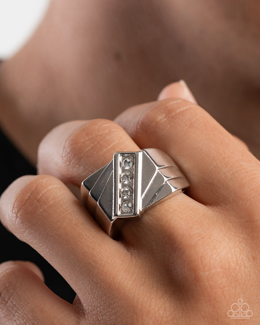 Tilted Triumph - White - Paparazzi Ring Image