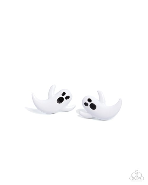 Ghost Hunter - White - Paparazzi Earring Image