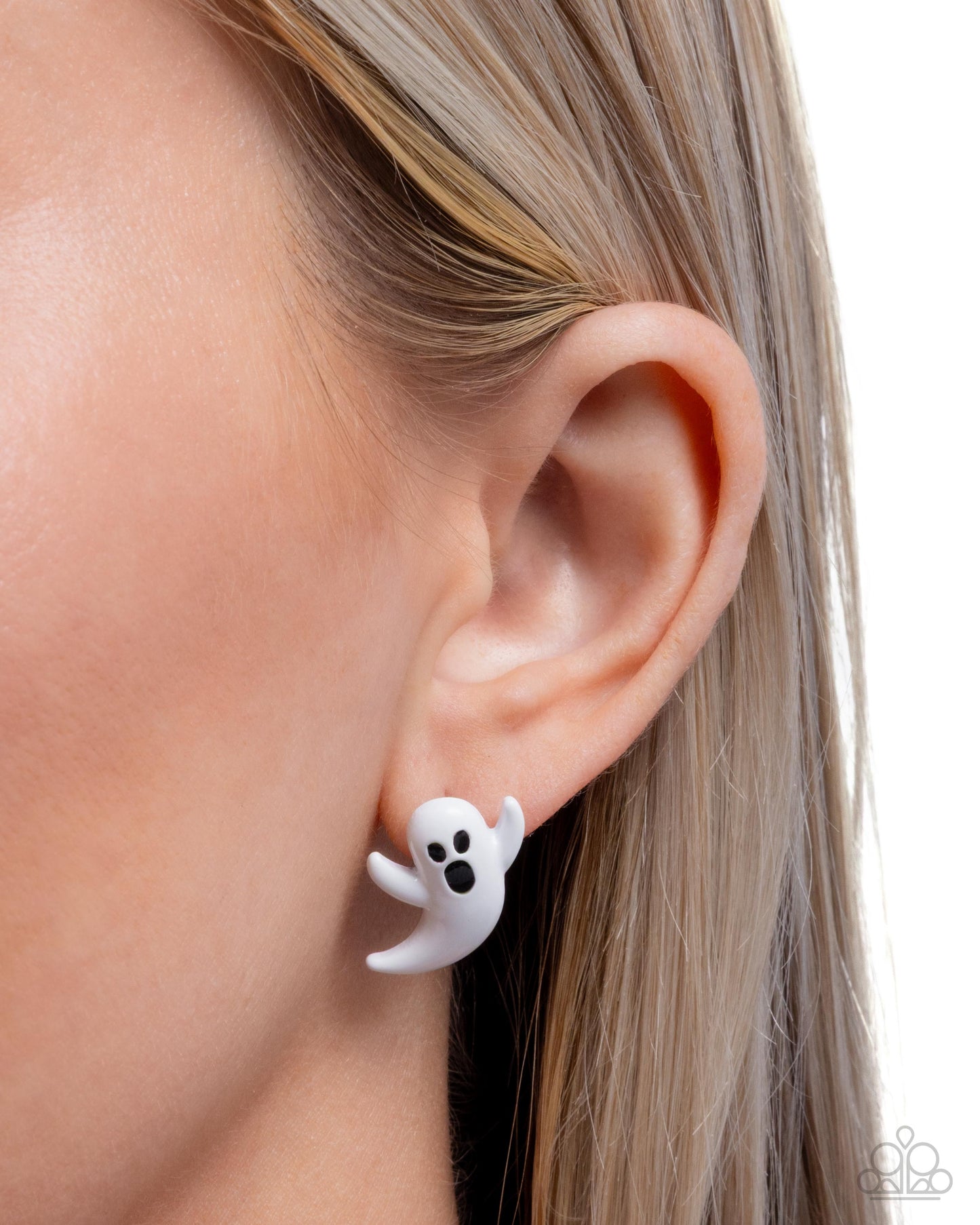 Ghost Hunter - White - Paparazzi Earring Image