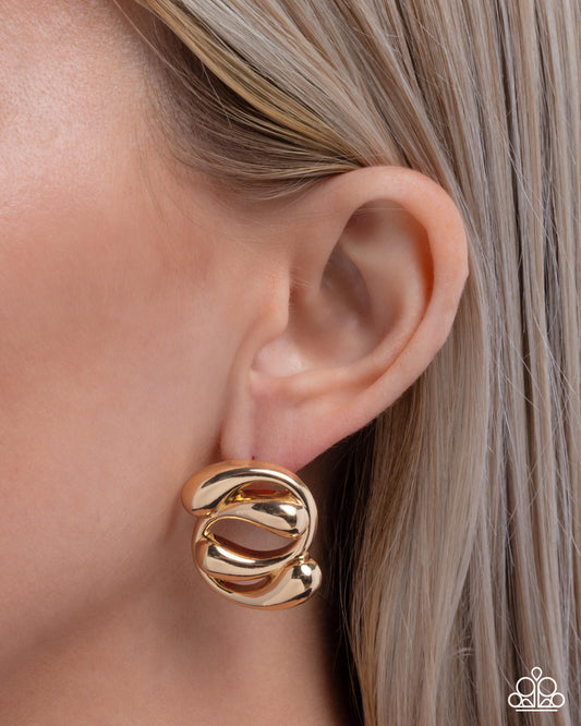 Swirled Sass - Gold - Paparazzi Earring Image