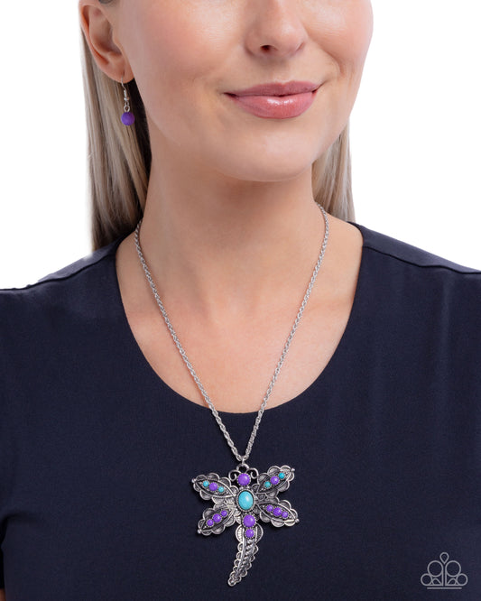 Dauntless Dragonfly - Purple - Paparazzi Necklace Image