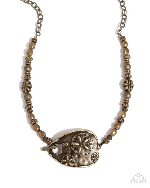 Sand Dollar Statement - Brass - Paparazzi Necklace Image